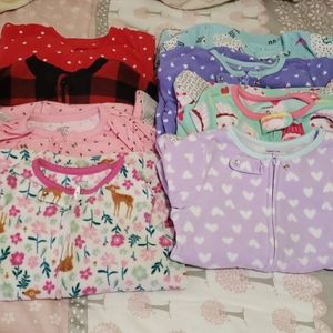 Toddler Girls 3T Fleece Footed Pajamas 8 TOTAL